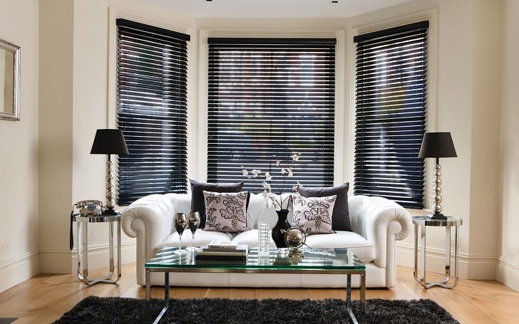 Luxury plantation blinds for bay windows