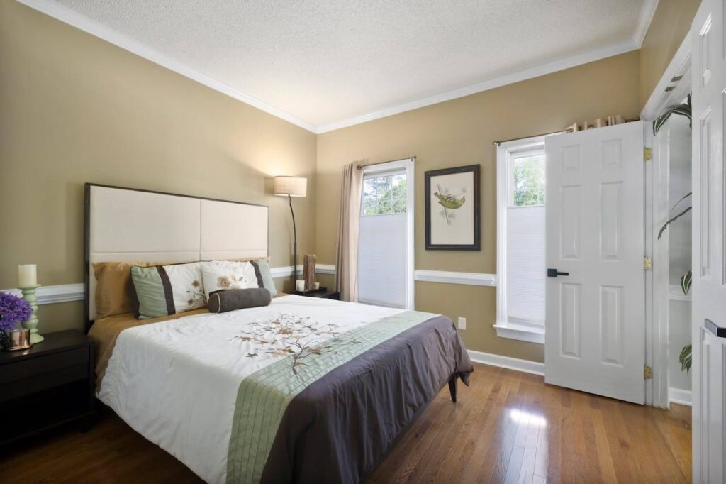 double roller blinds in bedroom