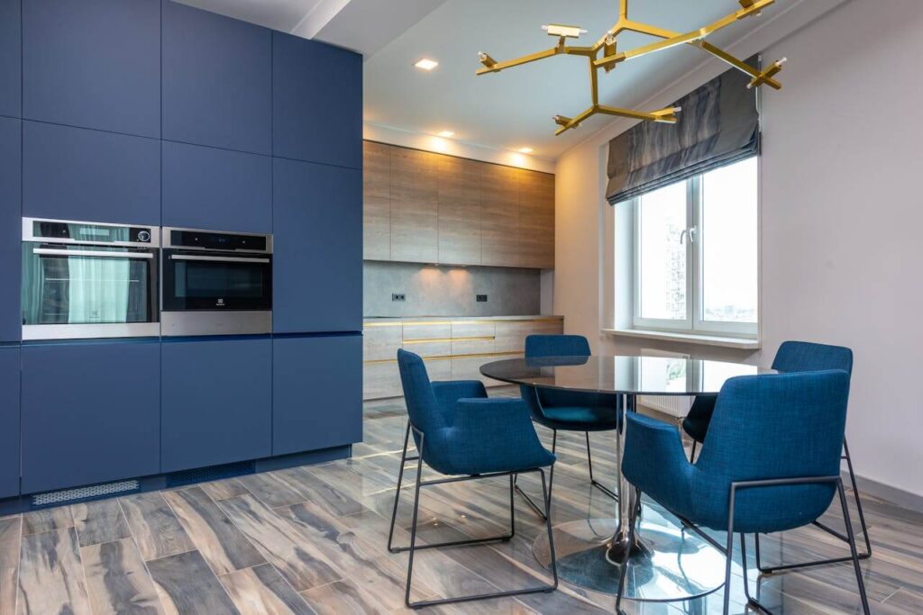 dual window shades in modern dining room
