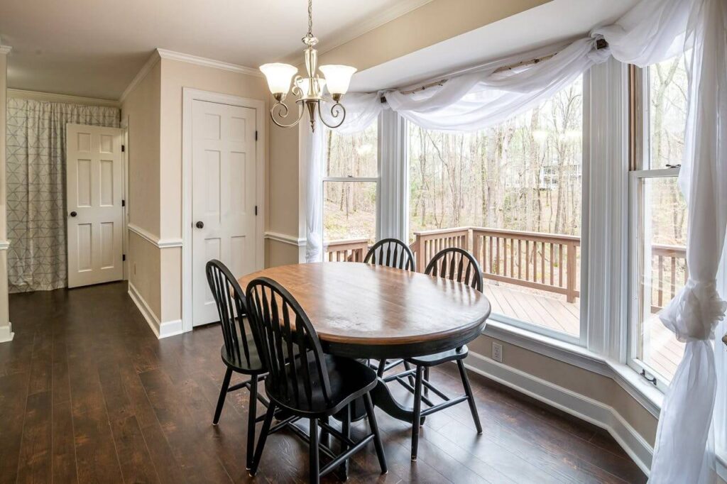 tall window treatments for large dining room windows