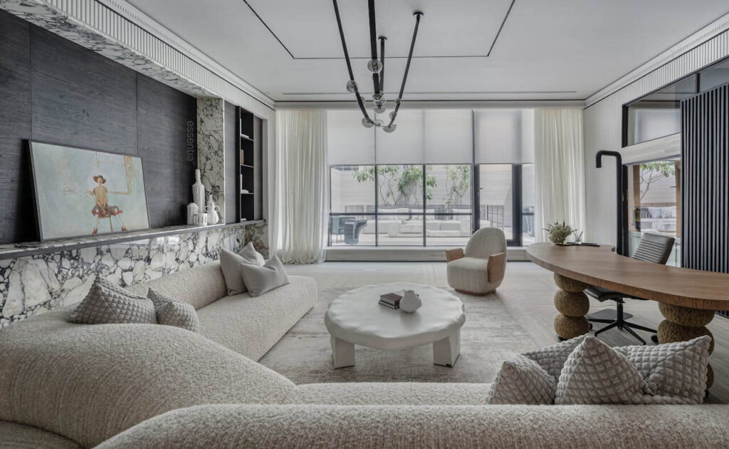window dressings for large windows in a contemporary style home